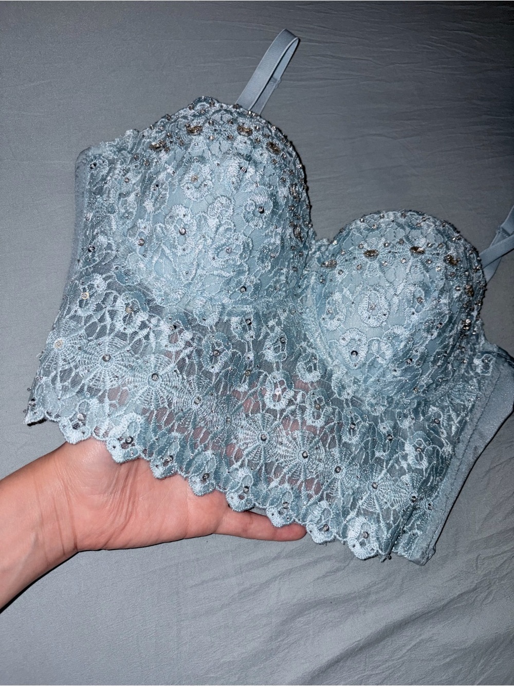 Windsor Light Blue Lace Longline corset/bralette